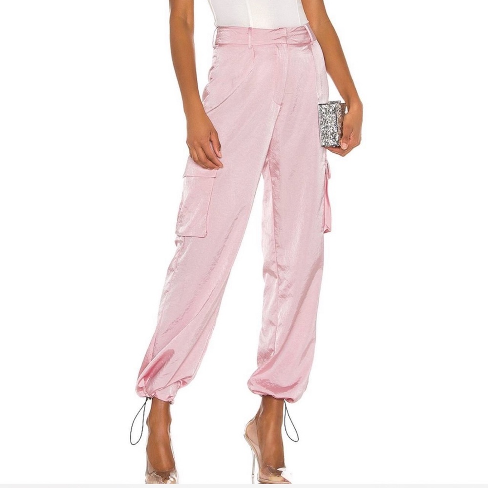 Revolve Superdown Pink Satin Joggers